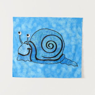 Gute Schnecke mit hellblauer Muschel Wandteppich