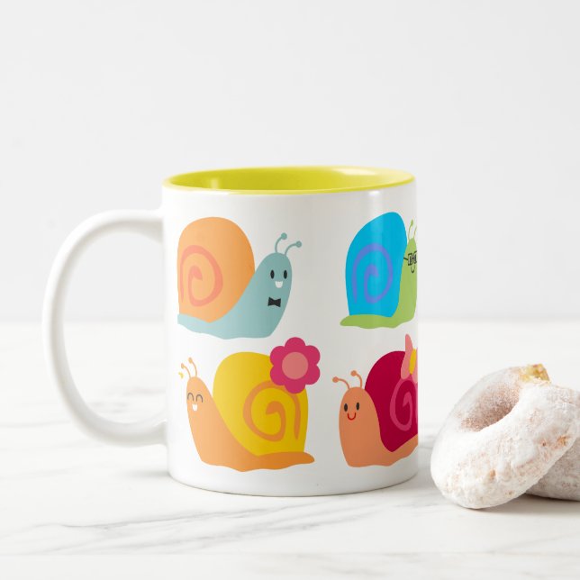 Gute Schnecken niedliche Schnecken Zweifarbige Tasse (Mit Donut)