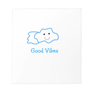 Gute Schwingungen blaue lächelnde Wolken-Emoji Kin Notizblock