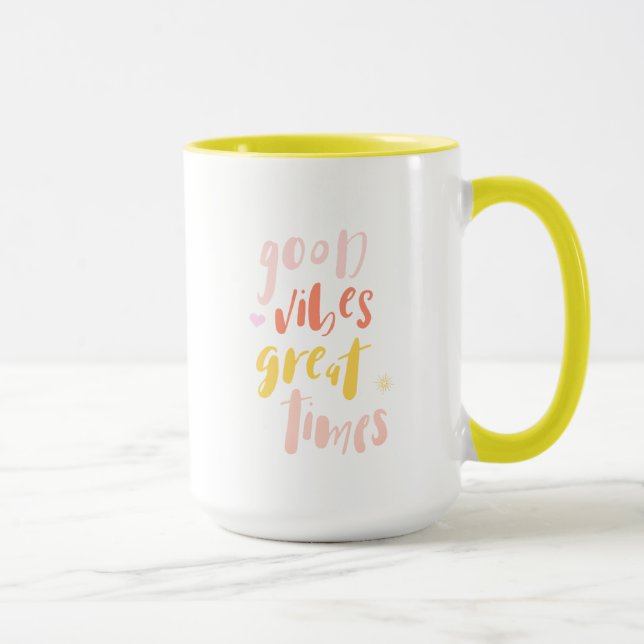 Gute Schwingungens-große Zeiten Tasse (Rechts)