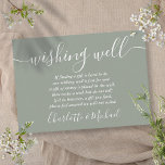 Gute Signatur-Script-Sage Grüne Hochzeit wünschen Begleitkarte<br><div class="desc">Diese elegante Weise grün Hochzeit wünschen gut Gehäuse Karte kann personalisiert werden mit Ihren besonderen Botschaften und Namen! Entwickelt von Thisisnotme©</div>