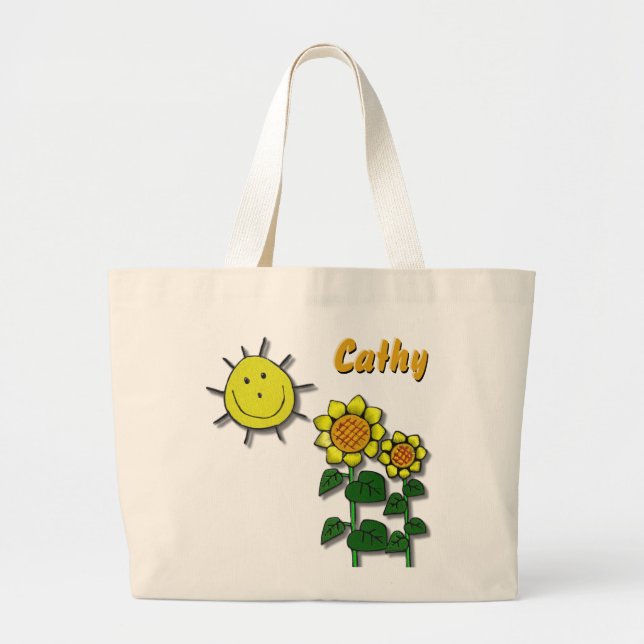 Gute Sonne und Sonnenblumen Jumbo Stoffbeutel (Vorne)