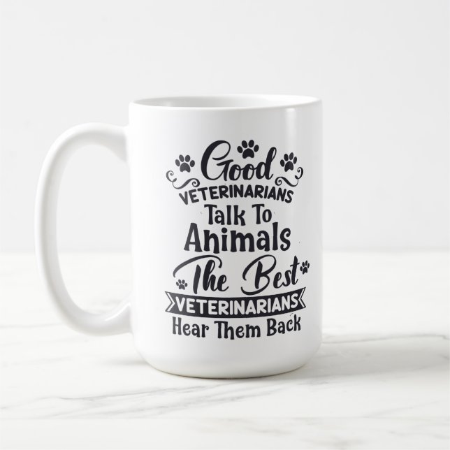 Gute Tierärzte sprechen mit Tieren Kaffeetasse (Links)