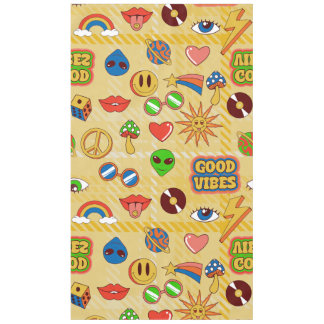 gute vibes alien groovy pop art 1970er kariert tischdecke