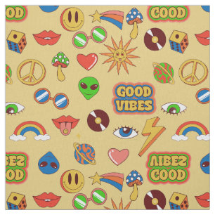 gute vibes alien groovy pop art 1970er stoff