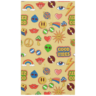 gute vibes alien groovy pop art 1970er tischdecke