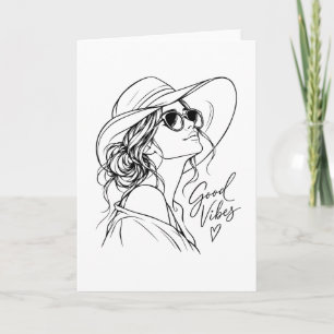 Gute Vibes – Elegante Frauenlinienkunst Karte