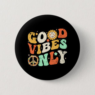 GUTE VIBES NUR FRIEDEN LIEBE 60er 70er Gefärbte Kr Button