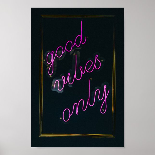 Gute Vibes nur rosa Lights Ästhetik Typografie Poster (Vorne)
