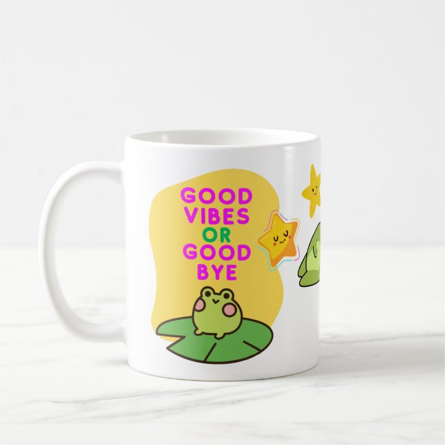 Gute Vibes oder Abschied Frösche Kaffeetasse (Links)
