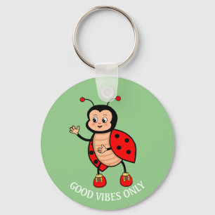 Gute Vibes Only Marienkäfer auf Grün Schlüsselanhänger