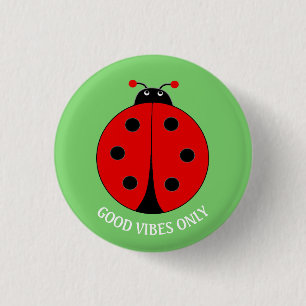 Gute Vibes Only Marienkäfer auf Limettengrün Button