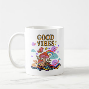 Gute Vibes Pilz-Tasse ,Trippy Regenbogen-Kaffeetas Kaffeetasse
