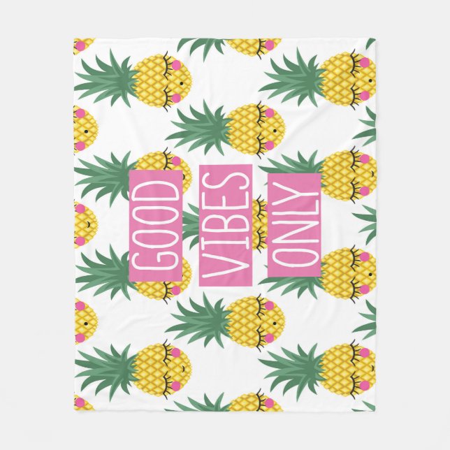 Gute Vibes Pineapples Sommermuster Fleecedecke (Vorderseite)