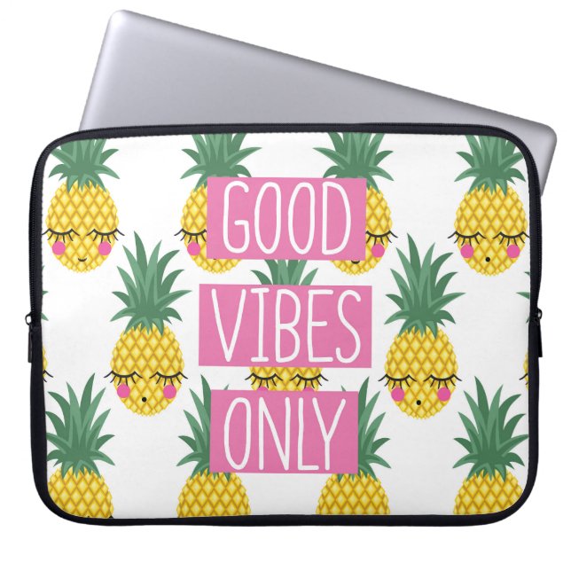 Gute Vibes Pineapples Sommermuster Laptopschutzhülle (Vorderseite)