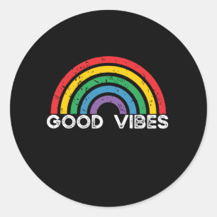 Gute Vibes- Regenbogen LGBTQ Positiv Runder Aufkleber