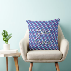 Gute Vibes Retro Lila zu Blau Geometrischer Abstra Kissen