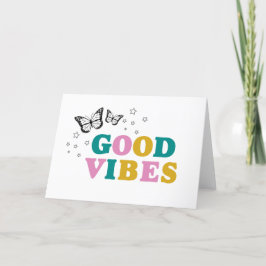 Gute Vibes! Retro und farbenfrohe Schmetterlinge Dankeskarte