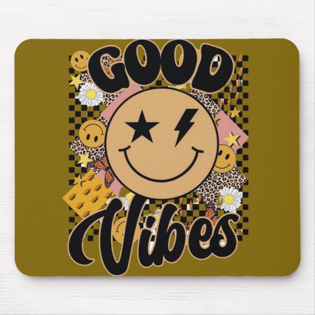 Gute Vibes Smiley-Gesicht Mousepad (Vorne)