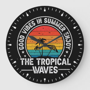 Gute Vibes Sommer Tropische Wellen Große Wanduhr