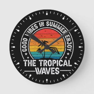 Gute Vibes Sommer Tropische Wellen Runde Wanduhr