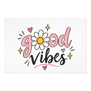 Gute Vibes Süße Gänseblümchen-Typografie Poster &