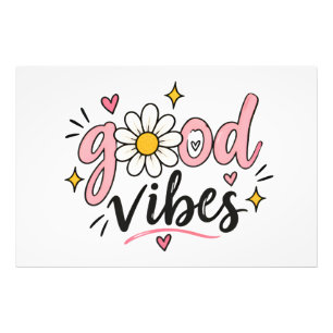 Gute Vibes Süße Gänseblümchen-Typografie Poster &