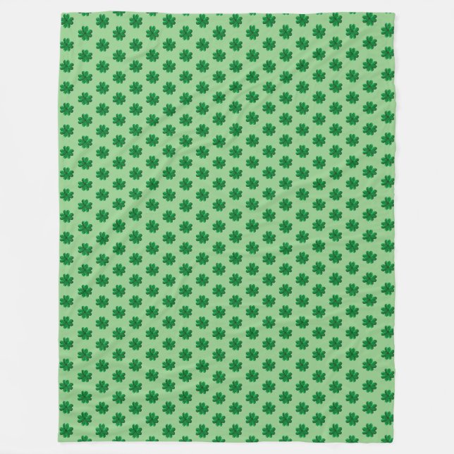 Gute Vier-Leaf-Clovers bei Limettengrün Fleecedecke (Vorderseite)