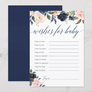 Gute Wünsche für Baby Blush Rosa Marine blau Blüte Einladung