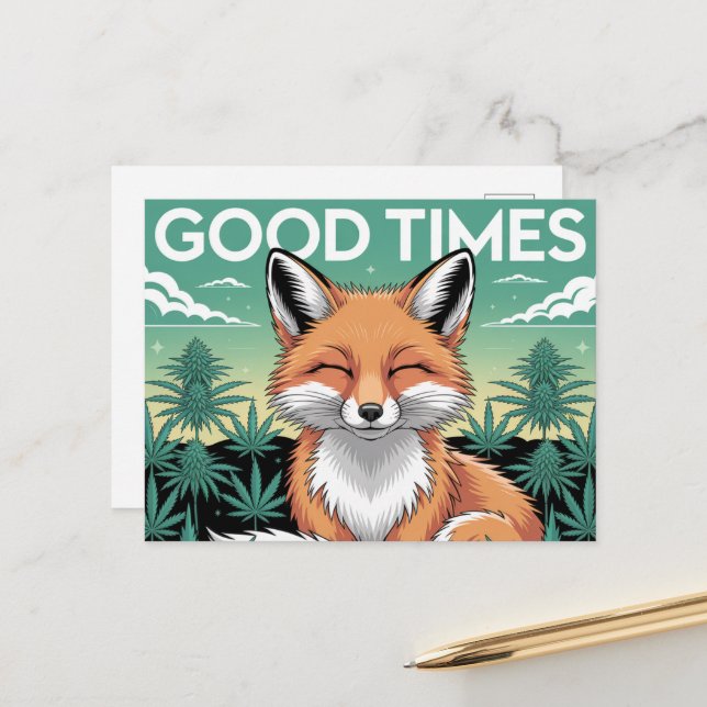 Gute Zeiten Red Fox in einem Weed Field Postkarte (Vorderseite/Rückseite Beispiel)