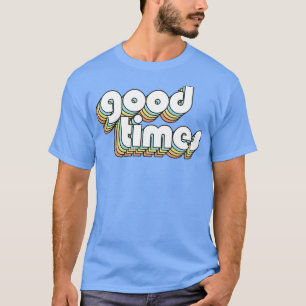 Gute Zeiten Retro-Regenbogentypografie verblasst S T-Shirt