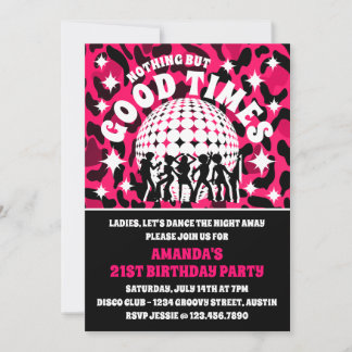 Gute Zeiten Rosa Leopard Print Geburtstagsparty Einladung