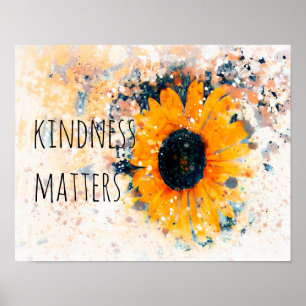 Gütefragen Zitat über Sonnenblumenwasserfarbe Poster