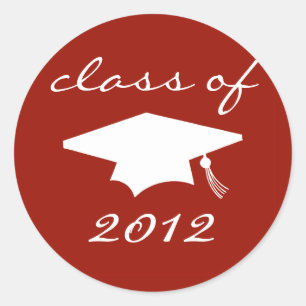 Güteklasse 2012 (Maroon Graduation Cap) Runder Aufkleber