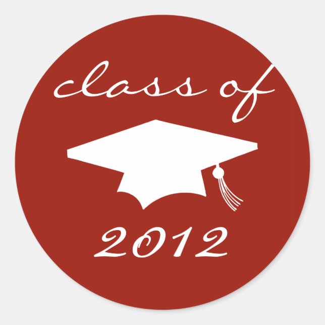 Güteklasse 2012 (Maroon Graduation Cap) Runder Aufkleber (Vorderseite)