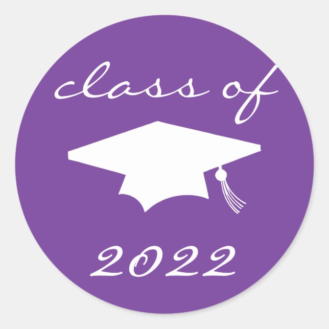 Güteklasse 2022-Etikett (Lila Graduationskappe) Runder Aufkleber (Vorderseite)