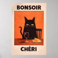 Guten Abend Chéri Black Cat Poster, Französischer