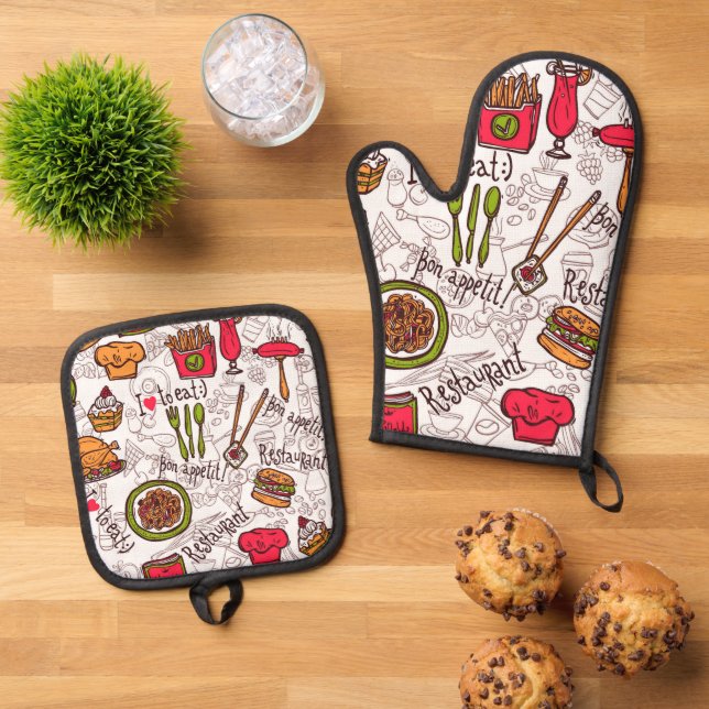 Guten Appetit   Ofenhandschuh & Topflappen-Set (Oben Unten)