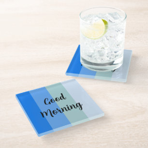 Guten Morgen blau gestreift Glasuntersetzer