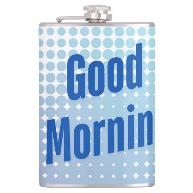 Guten Morgen Blaue Punkte Flachmann (Vorderseite)