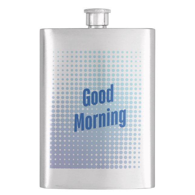 Guten Morgen Blaue Punkte Flachmann (Vorderseite)