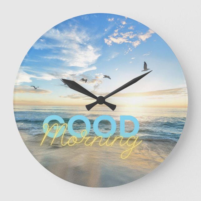 Guten Morgen blauer Himmel Große Wanduhr (Vorderseite)