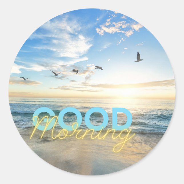 Guten Morgen blauer Himmel Runder Aufkleber (Vorderseite)