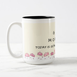 Guten Morgen Blumen-Tasse - rosa Blume - Motivatio Zweifarbige Tasse