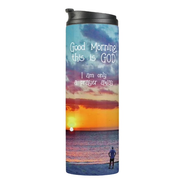 Guten Morgen, das ist der heiße Tumbler Thermosbecher (Nach rechts gedreht)