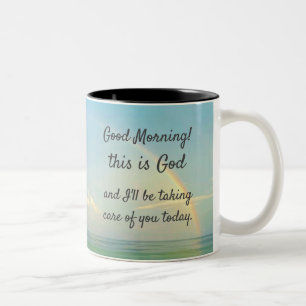 "Guten Morgen, das ist Gott" Kaffee-Tasse Zweifarbige Tasse