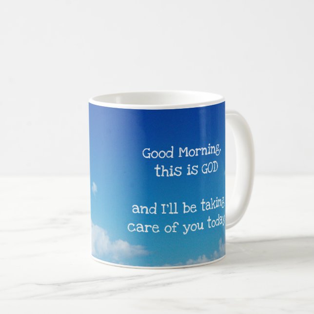 "Guten Morgen, das ist Gott!" Kaffeetasse (VorderseiteRechts)