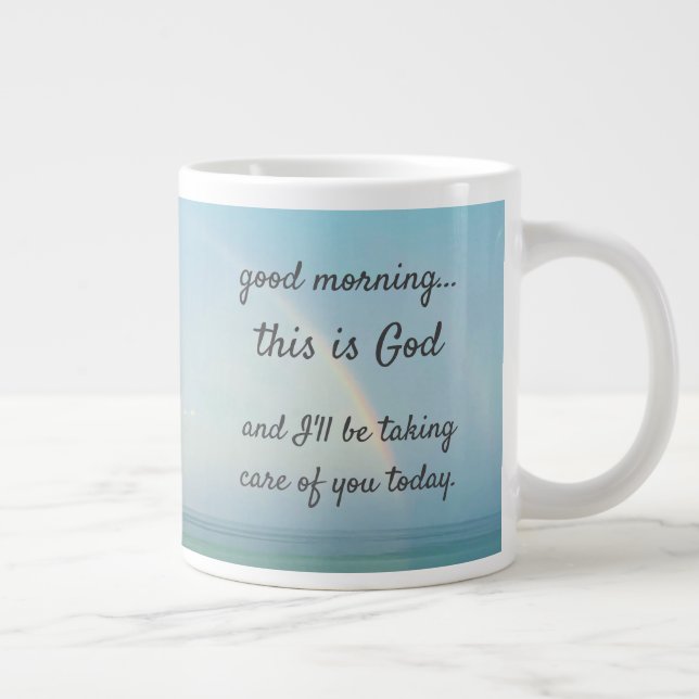 "Guten Morgen, das ist Gott" Riesenkaffee-Tasse Jumbo-Tasse (Rechts)