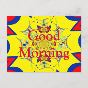 Guten Morgen Farbiger Heller floraler Damast Postkarte