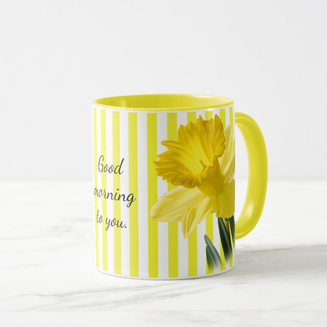 Guten Morgen gelbes Daffodil Floral Fotografie Tasse (VorderseiteRechts)